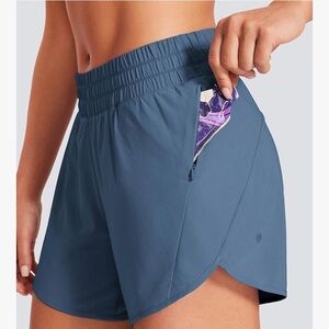 CRZ YOGA Mid Rise Lined Workout Shorts - Stelindigo